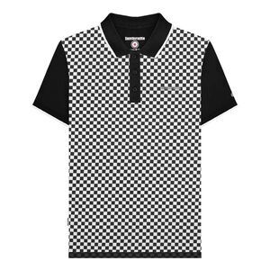 Lambretta Mens AW25 Checked Polo Shirt / Stone